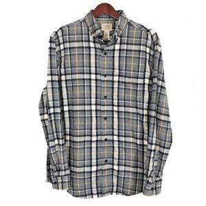 L.L. Bean Men's Gray and Yellow Plaid Flannel